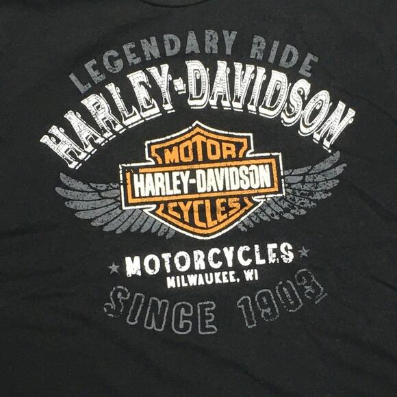 Harley Davidson Classic Logo Tee Black Orange Short Sleeve Motorcycle Women's L - Picture 7 of 7